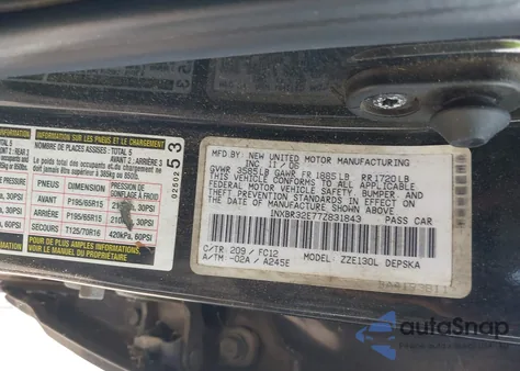 2007 Toyota Corolla S z USA, uszkodzony, nr VIN 1NXBR32E77Z831843